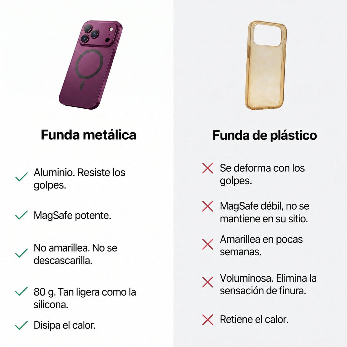 Funda Metálica para iPhone con Protección de Cámara