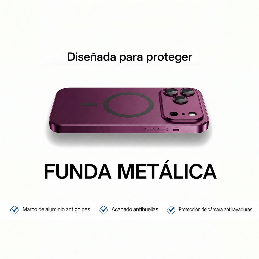 Funda Metálica para iPhone con Protección de Cámara