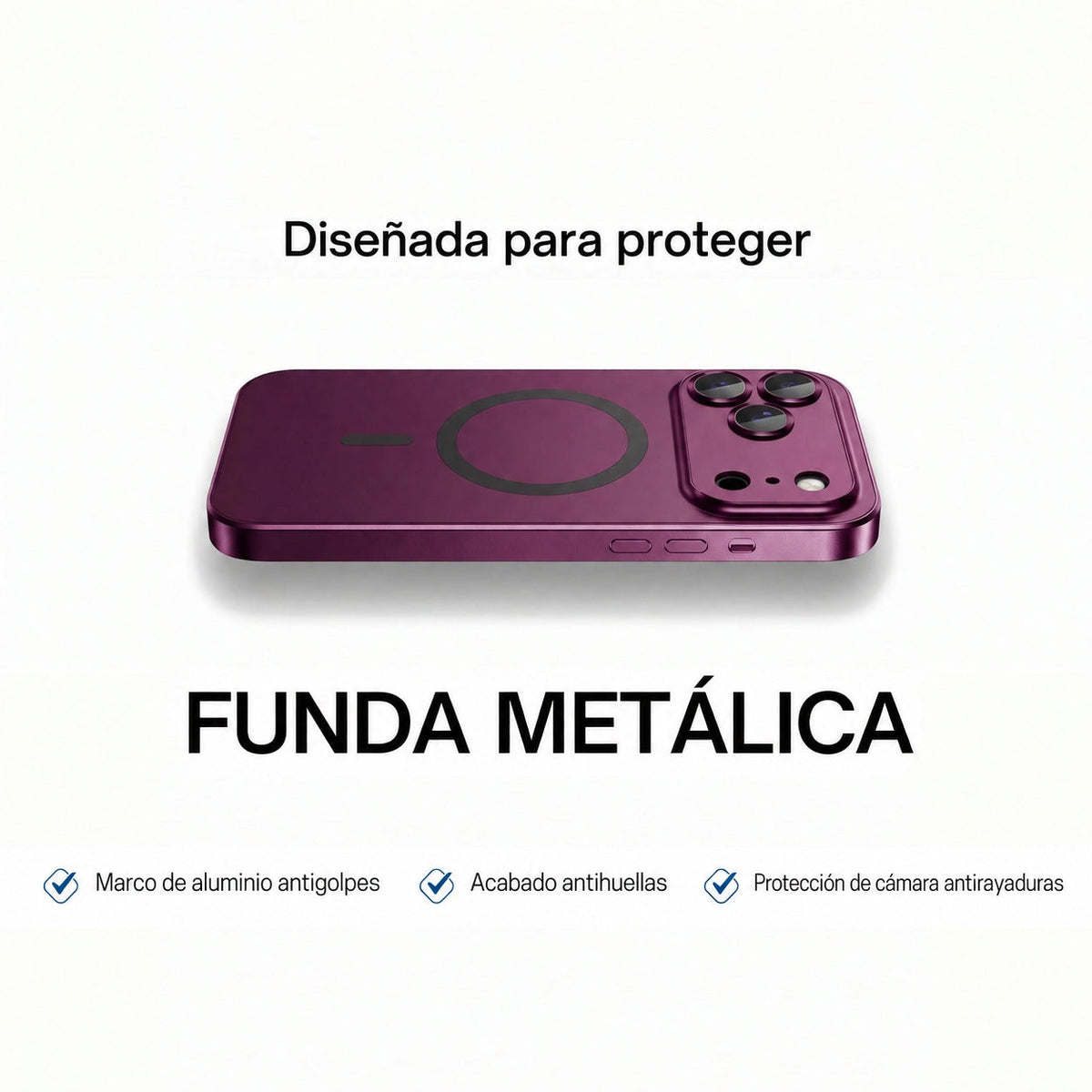 Funda Metálica para iPhone con Protección de Cámara
